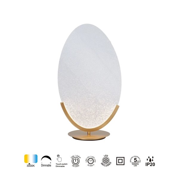 Luminária de mesa LED OASIS 15W dourada, Ø39 cm, 3000K 525 lúmens, design grande