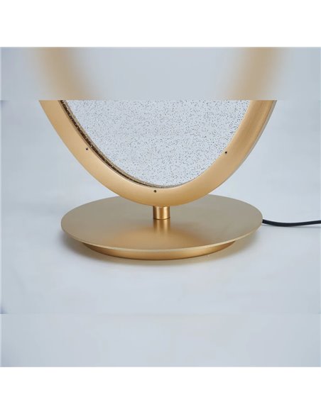 Luminária de mesa LED OASIS 12W dourada, Ø24,5 cm, 3000K, 420 lúmens, design compacto.