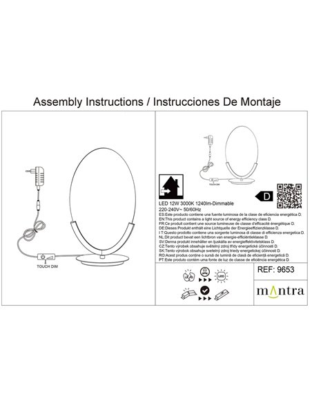 Lámpara sobremesa LED 12W dorada OASIS Ø24,5 cm, 3000K 420Lm diseño compacto