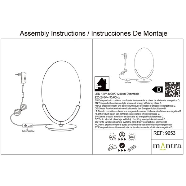 Luminária de mesa LED OASIS 12W dourada, Ø24,5 cm, 3000K, 420 lúmens, design compacto.
