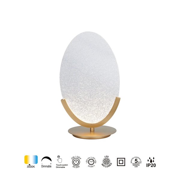 Lámpara sobremesa LED 12W dorada OASIS Ø24,5 cm, 3000K 420Lm diseño compacto