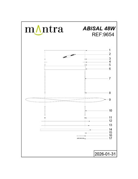 Lámpara colgante LED 48W ABISAL 3000K regulable TRIAC 2610Lm diseño orgánico con difusor y módulo lineal