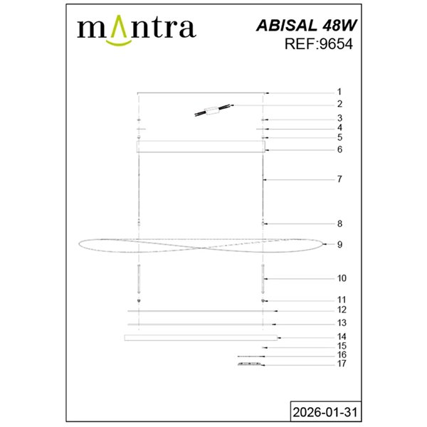 Suspension LED ABISAL 48W, 3000K, dimmable TRIAC, 2610 lm, design organique avec diffuseur et module linéaire
