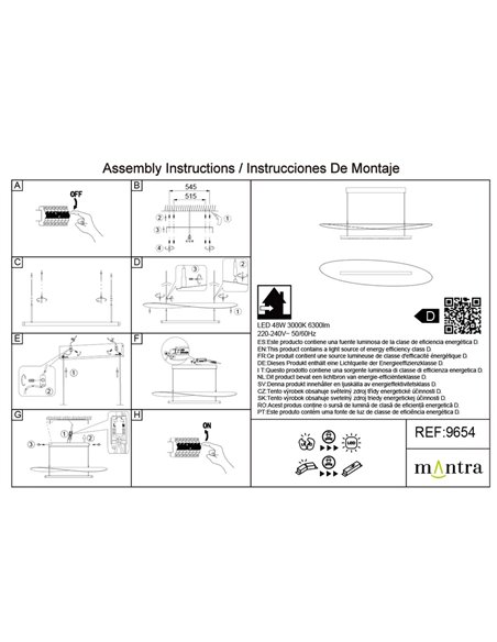 Lámpara colgante LED 48W ABISAL 3000K regulable TRIAC 2610Lm diseño orgánico con difusor y módulo lineal