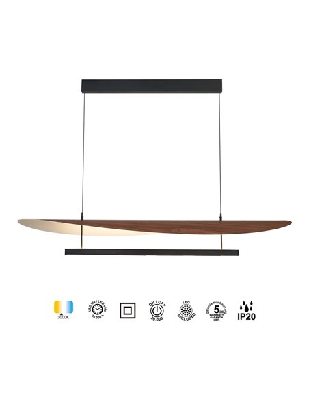 ABISAL 48W LED-Pendelleuchte, 3000K, TRIAC-dimmbar, 2610Lm, organisches Design mit Diffusor und linearem Modul