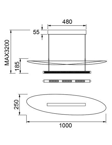 Lámpara colgante LED 48W ABISAL 3000K regulable TRIAC 2610Lm diseño orgánico con difusor y módulo lineal