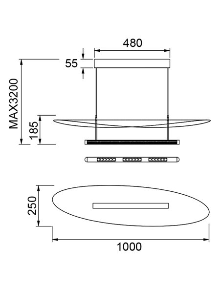 Lámpara colgante LED 48W ABISAL 3000K regulable TRIAC 2610Lm diseño orgánico con difusor y módulo lineal