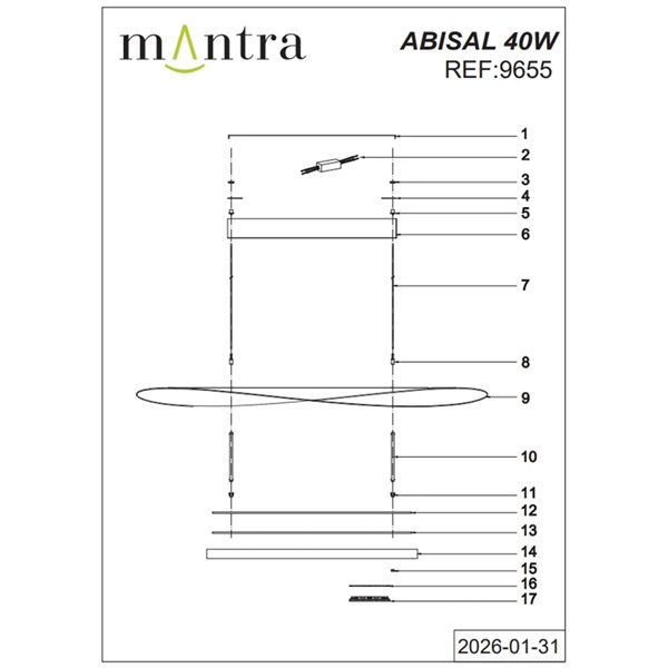 Lámpara colgante LED 48W ABISAL 3000K regulable TRIAC 2610Lm diseño orgánico con difusor y módulo lineal