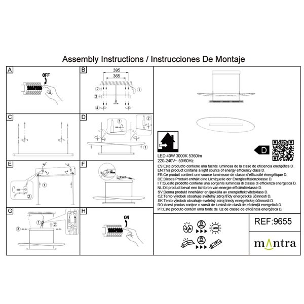 Suspension LED ABISAL 48W, 3000K, dimmable TRIAC, 2610 lm, design organique avec diffuseur et module linéaire