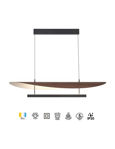 Lámpara colgante LED 48W ABISAL 3000K regulable TRIAC 2610Lm diseño orgánico con difusor y módulo lineal