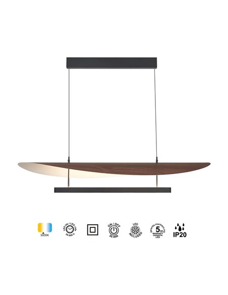Lámpara colgante LED 48W ABISAL 3000K regulable TRIAC 2610Lm diseño orgánico con difusor y módulo lineal