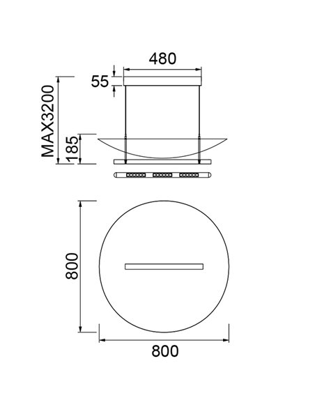 Suspension LED 40W, design moderne noir et bois, 3000K, hauteur réglable