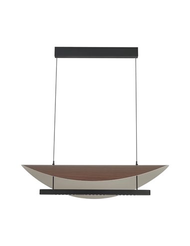 LED-Pendelleuchte 40 W, modernes Design, Schwarz und Holz, 3000 K, höhenverstellbar