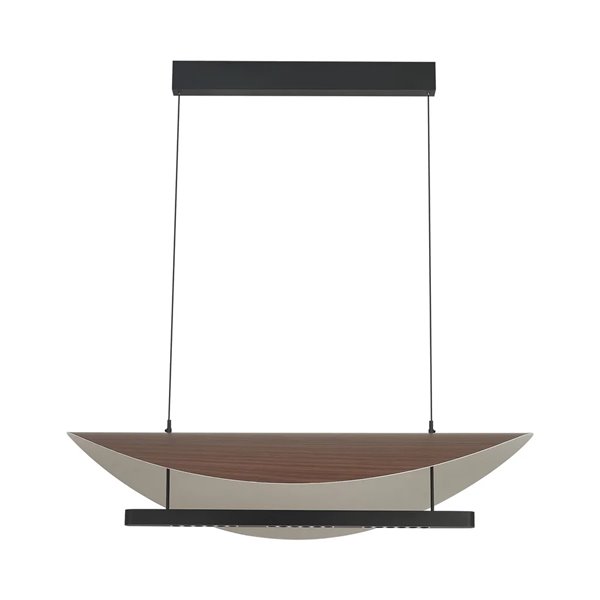 LED-Pendelleuchte 40 W, modernes Design, Schwarz und Holz, 3000 K, höhenverstellbar