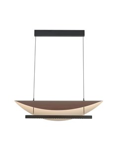 LED-Pendelleuchte 40 W, modernes Design, Schwarz und Holz, 3000 K, höhenverstellbar