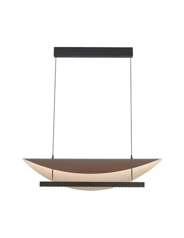 LED-Pendelleuchte 40 W, modernes Design, Schwarz und Holz, 3000 K, höhenverstellbar