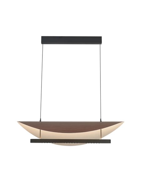 LED-Pendelleuchte 40 W, modernes Design, Schwarz und Holz, 3000 K, höhenverstellbar