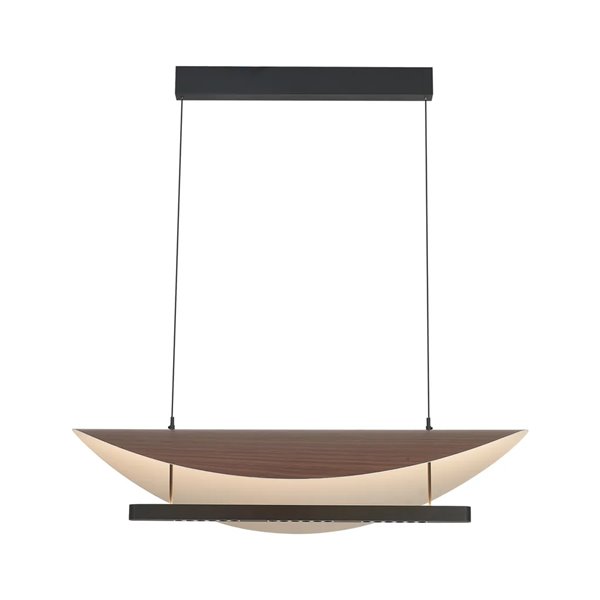 Lámpara colgante LED 40W diseño moderno negro y madera 3000K regulable en altura