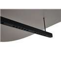 Luminária pendente LED 40W, design moderno, preta e madeira, 3000K, altura ajustável.