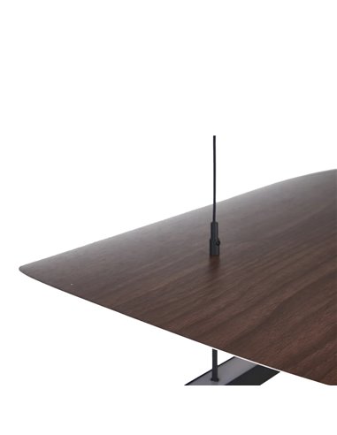Lámpara colgante LED 28W Abisal 3000K diseño moderno negro y madera regulable en altura