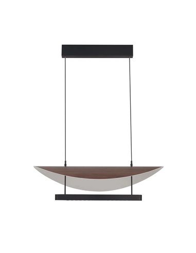 Lámpara colgante LED 28W Abisal 3000K diseño moderno negro y madera regulable en altura