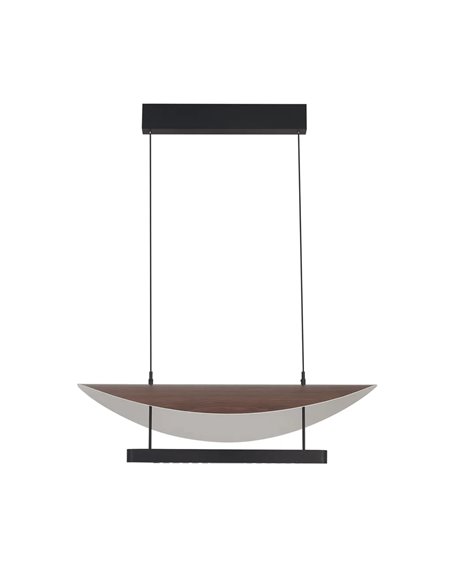 Lámpara colgante LED 28W Abisal 3000K diseño moderno negro y madera regulable en altura