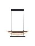 Suspension LED Abisal 28 W, 3000 K, design moderne, noir et bois, hauteur réglable