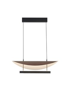 Suspension LED Abisal 28 W, 3000 K, design moderne, noir et bois, hauteur réglable