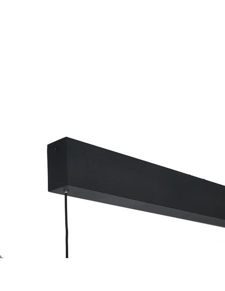 Suspension LED Abisal 28 W, 3000 K, design moderne, noir et bois, hauteur réglable
