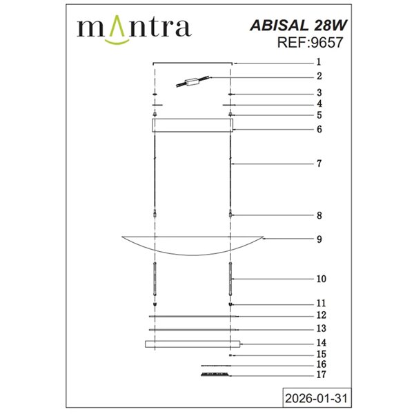 Abisal 28W LED-Pendelleuchte, 3000K, modernes Design, Schwarz und Holz, höhenverstellbar