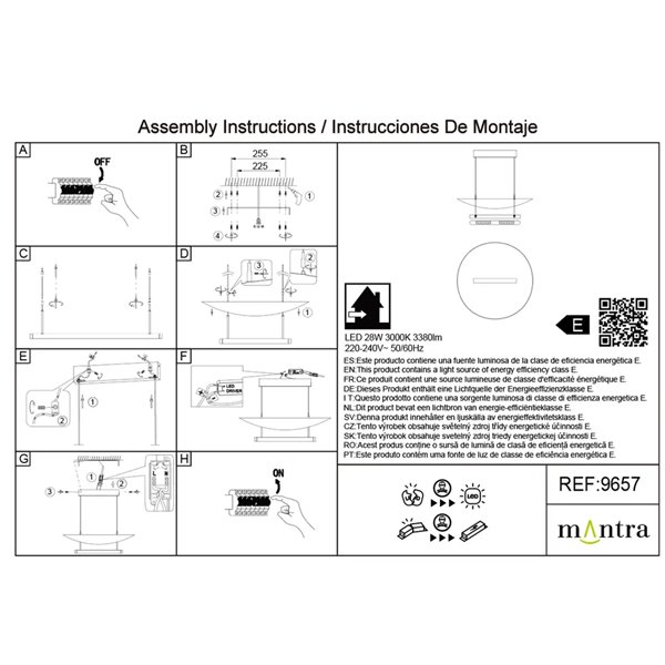 Suspension LED Abisal 28 W, 3000 K, design moderne, noir et bois, hauteur réglable
