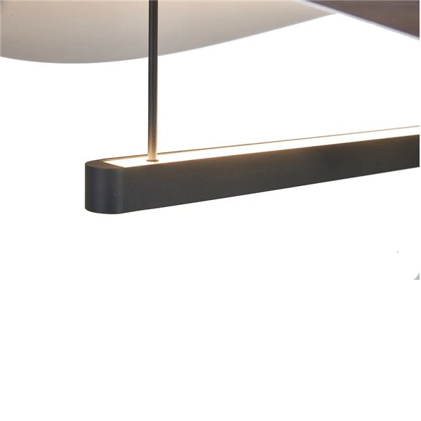 Abisal 28W LED-Pendelleuchte, 3000K, modernes Design, Schwarz und Holz, höhenverstellbar