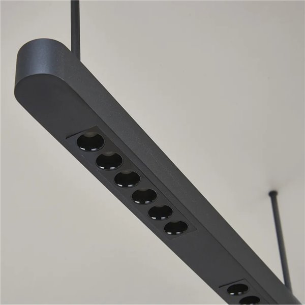Suspension LED Abisal 28 W, 3000 K, design moderne, noir et bois, hauteur réglable