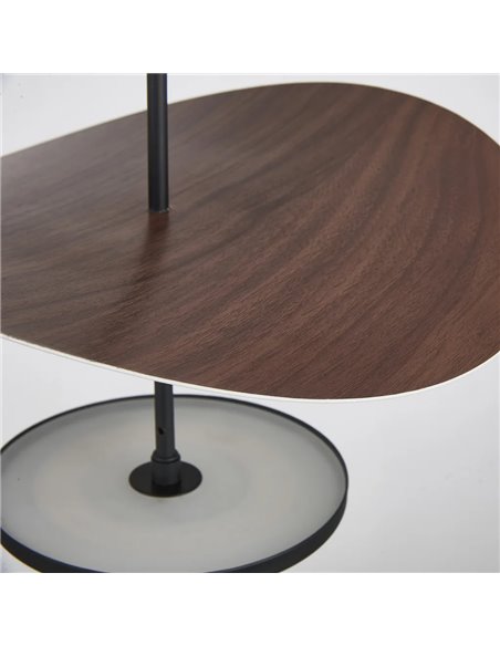 Suspension LED Abisal 12W 3000K Ø30cm, design moderne noir et bois