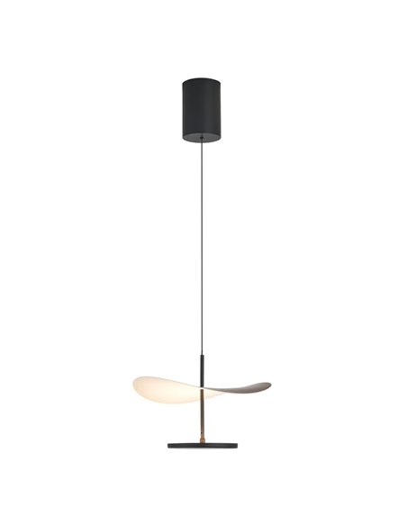 Lámpara colgante LED 12W Abisal 3000K Ø30cm diseño moderno negro y madera