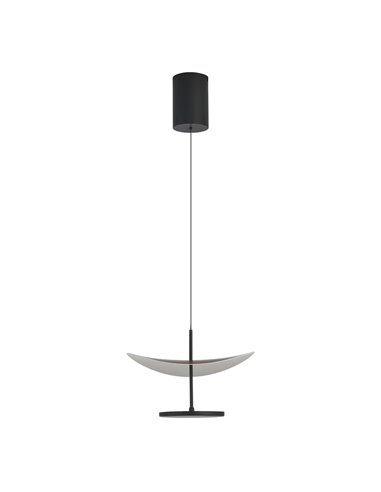 Lámpara colgante LED 12W Abisal 3000K Ø30cm diseño moderno negro y madera