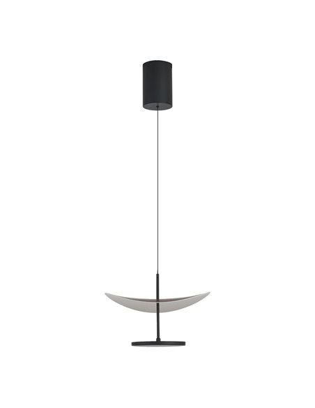 Suspension LED Abisal 12W 3000K Ø30cm, design moderne noir et bois