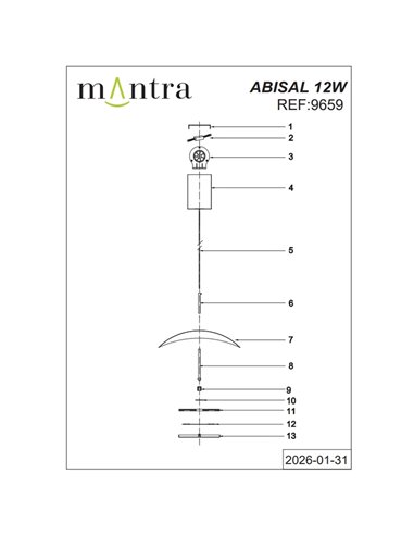 Abisal 12W LED-Pendelleuchte 3000K Ø30cm modernes Design schwarz und Holz