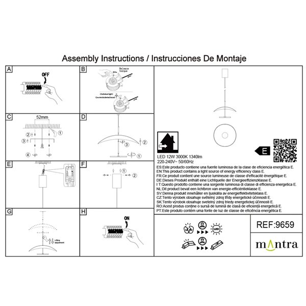 Abisal 12W LED-Pendelleuchte 3000K Ø30cm modernes Design schwarz und Holz