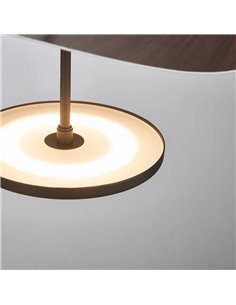 Suspension LED Abisal 12W 3000K Ø30cm, design moderne noir et bois 2
