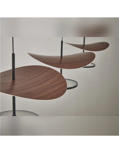 Abisal Lineare LED-Pendelleuchte, 3-flammig, 32 W, 3000 K, modernes Design, Schwarz und Holz, 110 cm