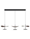 Abisal Lineare LED-Pendelleuchte, 3-flammig, 32 W, 3000 K, modernes Design, Schwarz und Holz, 110 cm