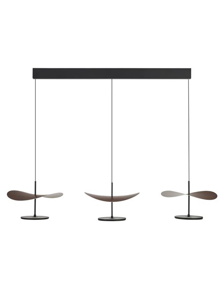 Lámpara colgante LED 3 luces 32W Abisal lineal 3000K diseño moderno negro y madera 110cm