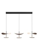 Abisal Lineare LED-Pendelleuchte, 3-flammig, 32 W, 3000 K, modernes Design, Schwarz und Holz, 110 cm