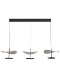 Suspension LED linéaire Abisal, 3 lumières, 32 W, 3000 K, design moderne, noir et bois, 110 cm