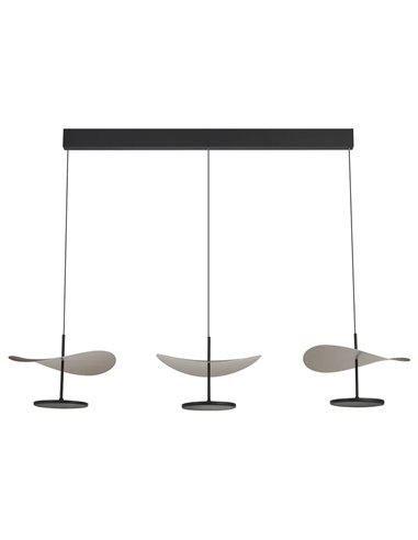 Abisal Lineare LED-Pendelleuchte, 3-flammig, 32 W, 3000 K, modernes Design, Schwarz und Holz, 110 cm