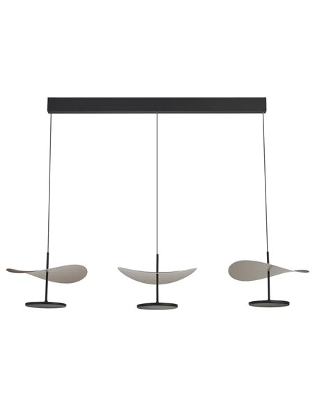 Lámpara colgante LED 3 luces 32W Abisal lineal 3000K diseño moderno negro y madera 110cm