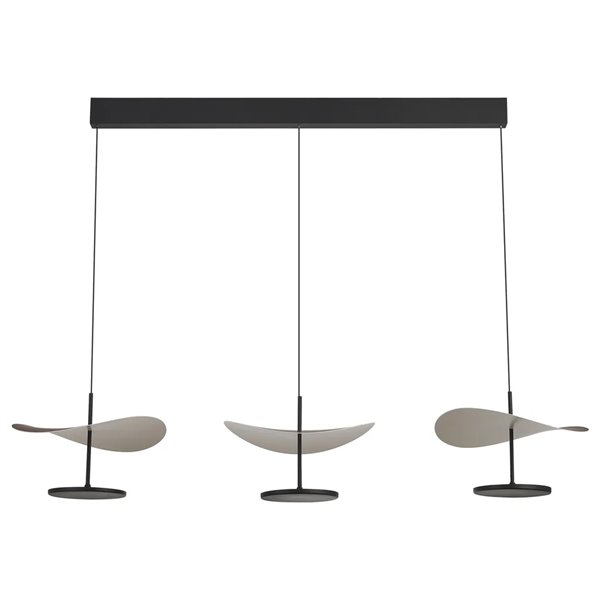 Abisal Lineare LED-Pendelleuchte, 3-flammig, 32 W, 3000 K, modernes Design, Schwarz und Holz, 110 cm