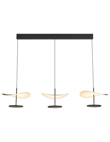 Abisal Lineare LED-Pendelleuchte, 3-flammig, 32 W, 3000 K, modernes Design, Schwarz und Holz, 110 cm