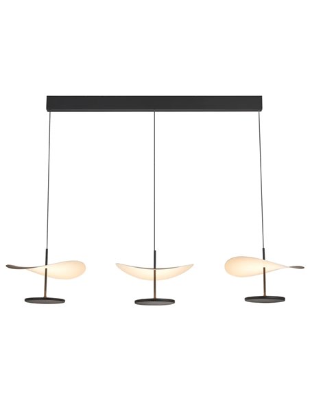 Abisal Lineare LED-Pendelleuchte, 3-flammig, 32 W, 3000 K, modernes Design, Schwarz und Holz, 110 cm